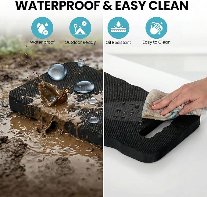 Gardenised Extra Thick Foam Kneeling Pad for Gardening and Exercise Soft Comfortable Knee Cushion Mat for Floor Work Yard Tasks and Home, Set of 2 Small Black