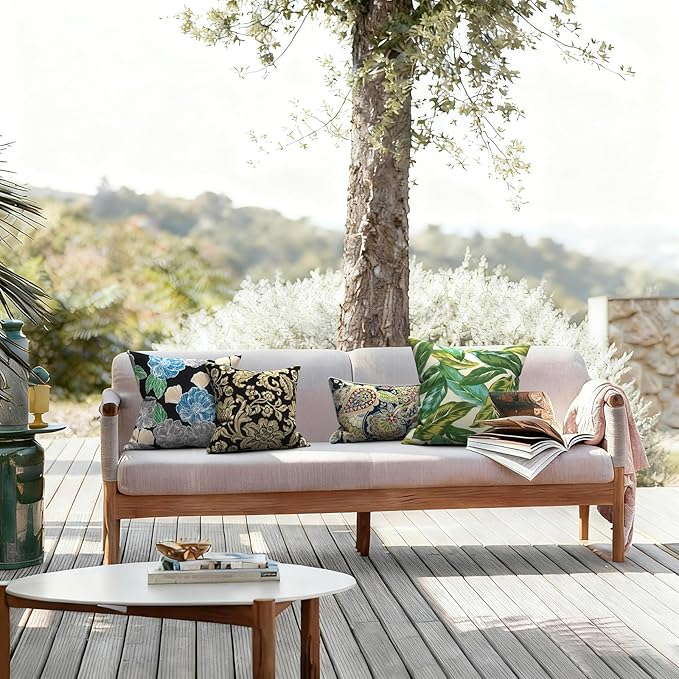 LVTXIII Outdoor Pillow Covers 20x20 Inch, 2 Pack Large Square Throw Pillow Cases, Fade-Resistant Cushion Covers for Patio Furniture Sofa, Garden Porch, Lush Leaf Jungle