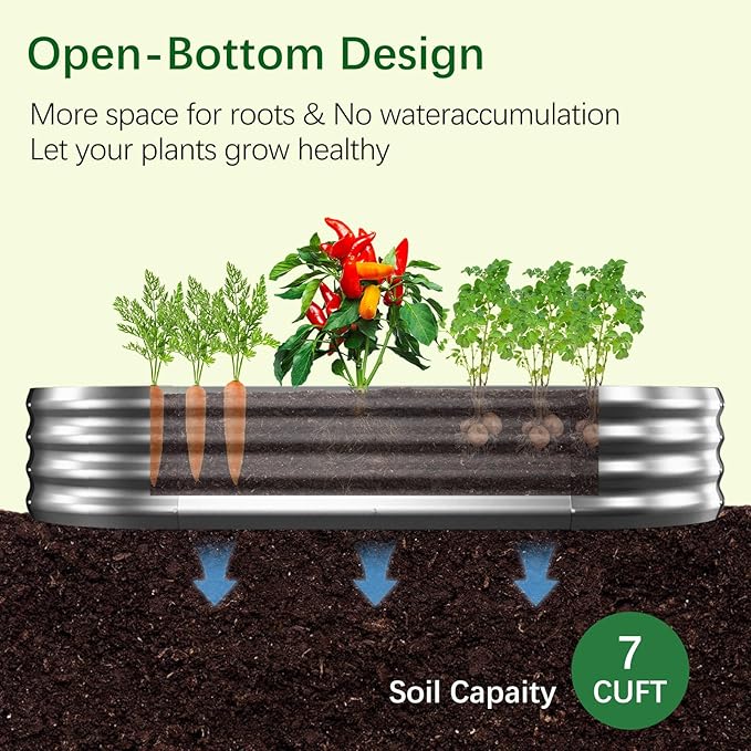Galvanized Garden Bed Kit for Vegetables/Herbs/Flowers, Outdoor Raised Planter Box, 2PCS 4x2x1 ft
