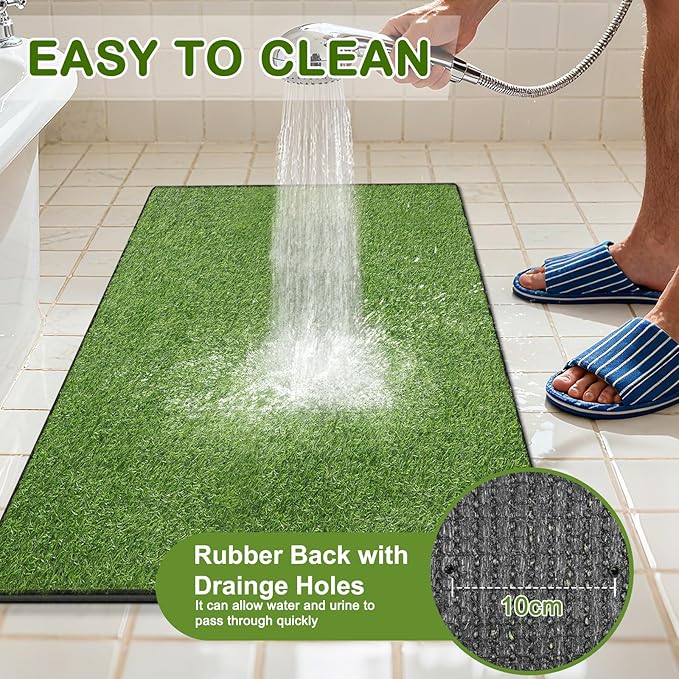 Artificial Grass for Dogs Potty, Reusable Pet Training Mat for Home and Travel, Washable Hemmed Edge Grass Pee Pad with Drainage Holes, Easy to Clean (31"x51")