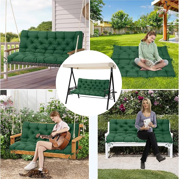 EverPine Outdoor Swing Cushion Replacement Patio Bench Cushion Waterproof Thick Seat Pad for Porch Swing Daybed Garden Sofa Furniture