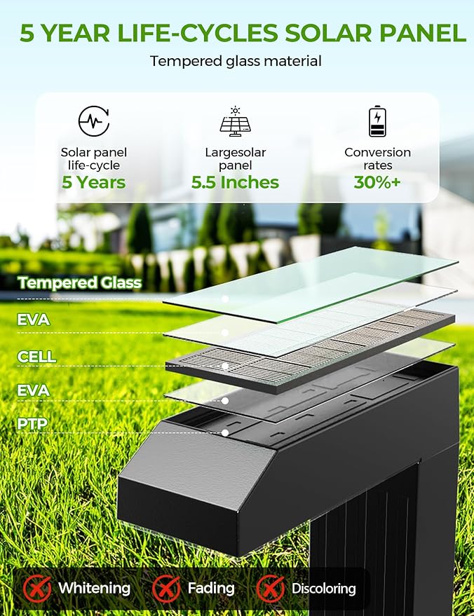 COXSENI Solar Pathway Lights Outdoor 8 Pack, 3 Color in 1 Bright Landscape Lighting with Cool/Warm/Daylight White Modes, Auto On/Off, IP65 Waterproof for Yard Garden Patio Walkway Sidewalk Lawn Decor