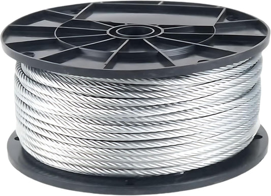 Galvanized Aircraft Cable Wire Rope 3/8" 7x19-250 ft Reel for DIY Cable Decking Railing System, Marine Grade