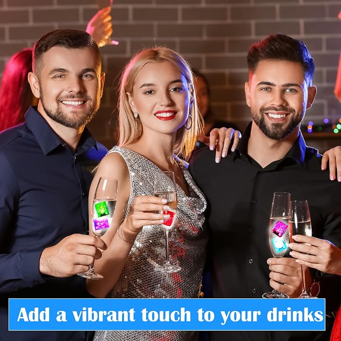 36 Pack Light Up Ice Cubes Color Changing Flashing LED Ice Cubes Waterproof Multi Color Glowing Ice Cube for Club Bar Wedding Birthday Drinks Party