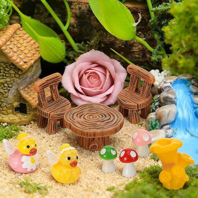 36 Pcs Fairy Garden Accessories - Miniatures Garden Houses Bridge Landscape Water Well Fence Figurines Pond Mushroom Lawn Garden Ornament for DIY Terrarium Potted Plants Dollhouse Desk Decor