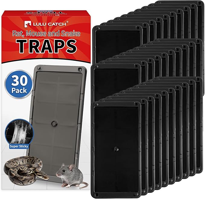 LULUCATCH Mouse Traps 30 Pack, Larger Heavier Glue Traps for Mice Rat & Snakes, Non-Toxic Sticky Mouse Traps Indoor for Home & Kitchen, Easy to Set, Pet Safe Pest Control