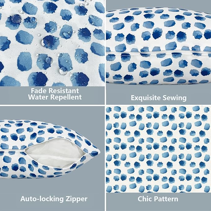 LVTXIII 2 Pack Outdoor Pillow Covers ONLY 18x18 Inch, Water-Repellent Square Decorative Cushion Covers for Patio Furniture, Garden, Sofa, Brush Blue