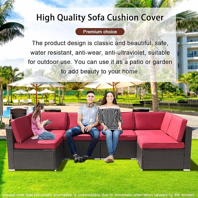 14Pieces Patio Cushion Covers Replacement Outdoor Couch Cushions Covers Splashproof Sofa Slipcovers Set with Zippers,Patio Furniture Protector Cover Only(Red,25×25×3.15 inches)