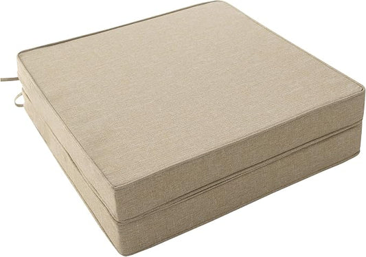 Outdoor Chair Cushions, Water-Resistant & Fade-Resistant, Patio Furniture Seat Replacement Chair Pads with Ties Zipper, Removable Cover, Non-Slip Bottom, Set of 2, 17 x 16 Inch, Natural