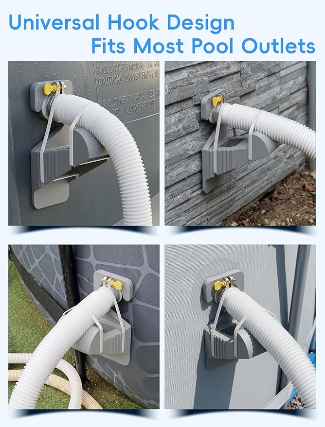 SHAPON 2Pcs Swimming Pool Pipe Holders, Above Ground Pool Accessories Compatible with Intex Pools, Pool Hose Support Bracket – Prevents Pipe Sagging for Pool Accessories