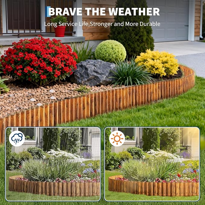 Corrugated Metal Garden Edging, 10" x20Ft Galvanized Steel Garden Edging Border, Landscape Paver Edge for Flower Beds Garden Lawn Raised Beds & Tree Surrounds Rusty