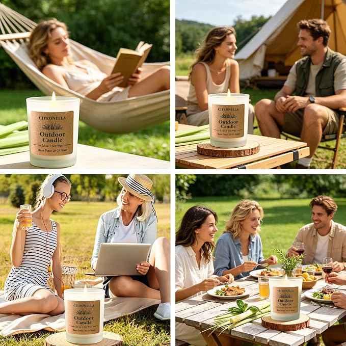 Citronella Candles Outdoor Indoor, 24 Pack Soy Wax Long Lasting Jar Scented Aromatherapy Citronella Candles Sets for Home Garden Patio Balcony