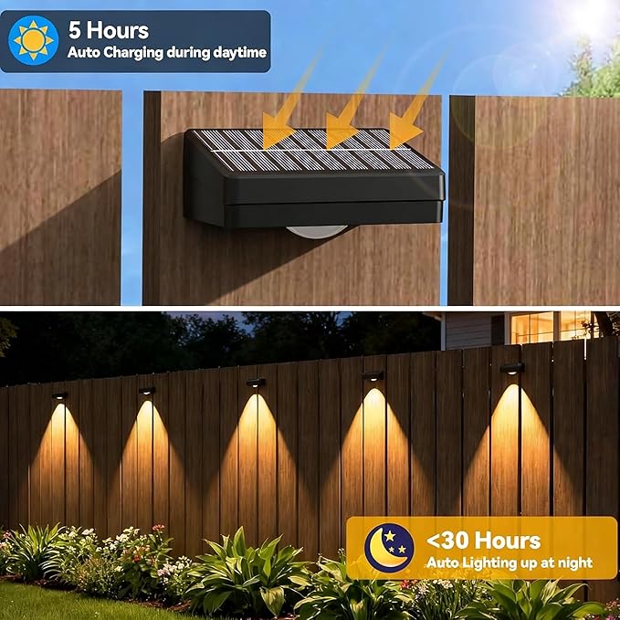 12 Pack Solar Fence Lights Outdoor, 3 Color Temp, IP65 Waterproof, Cost-Effective Solar Lights for Patio Yard Railing