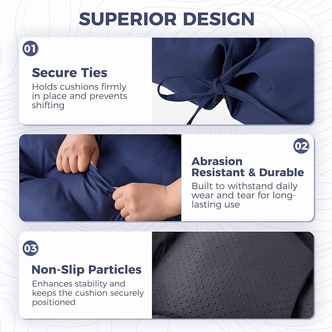 Outdoor Chaise Lounge Cushions 75.1x22.8x4.7 Inch, Waterproof Lounge Chair Cushions for Pool, Patio, Deck, Lawn, Fade Resistant Lounge Cushions for Outdoor Furniture, Navy Blue, Set of 2