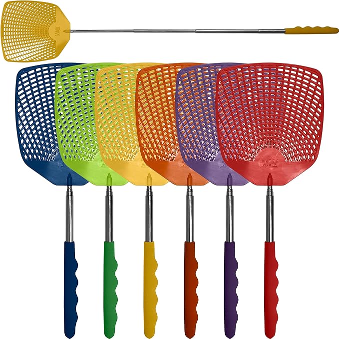 Bug & Fly Swatter – Retractable Extra Long Extendable Handle 6 Pack Fly Swatters – Indoor/Outdoor – Pest Control flyswatter