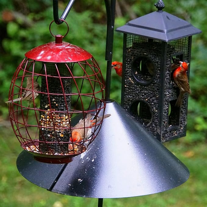 Domensi 4 Sets 18 Inches Squirrel Baffle for Bird Feeder Pole, Outside Pole Mount House Guard Bird Feeder Baffle for Shepherd's Hook, Preventing from Squirrels, Raccoons(Black)