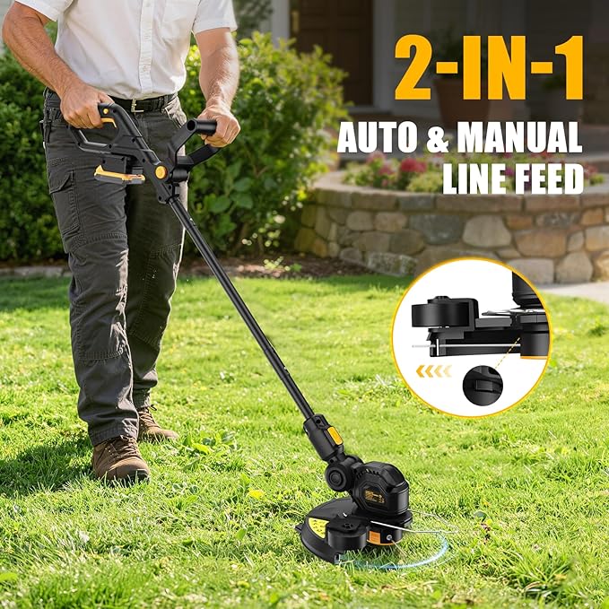 Cordless Weed Eater & Leaf Blower Combo Compatible with Dewalt 20V Max Battery(Tool Only), 12" Weed Wacker & String Trimmer Edger 3-in-1, Battery Operated Weed Trimmer with Auto-Feed