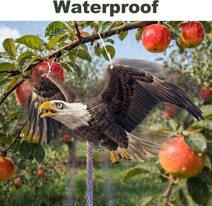 3 Pack Flat Fake Eagle to Keep Pigeon Woodpecker Animals Away, Hanging Cardboard Flat Fake Eagle with Reflective Tape to Scare Animals Away for Outdoor Garden Balcony Window Patio Backyard Porch