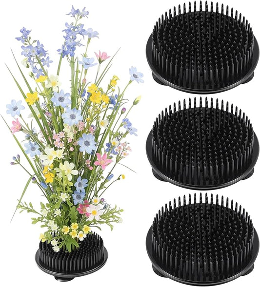 Waydress 4 Pcs 2.8 Inch Plastic Flower Frog Flower Pins Floral Frog for Arrangements Vase Japanese Floral Arrangement for Plant Decoration, Summer Activity, Wedding Decoration (Black)
