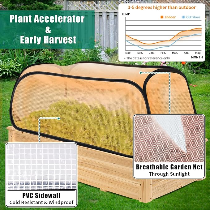 ANGAR 2PACK Garden Covers for Raised Beds, 45" X 22" X 16" Garden Row Plants Cover Accelerator, Freeze Protection Greenhouse Cover for Raised Garden Beds Protecting Seedlings Fruits Vegetable Rows