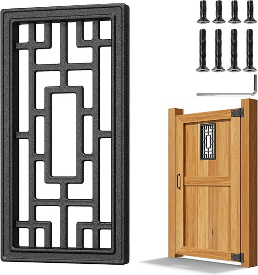 Decorative Inserts for Fence Gates, Aluminum Alloy Ornamental Panels Outdoor Home Garden Decor, Rect Geometric, 16.5"x8.5"