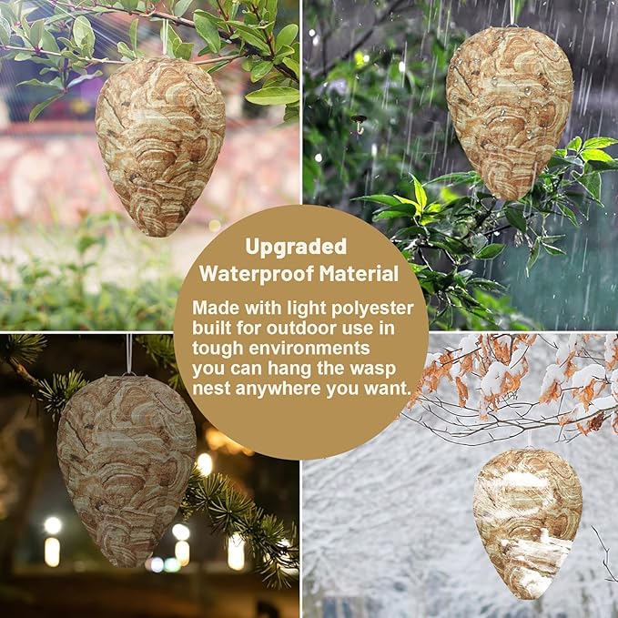 DECYOOL 6 Pack Wasp Nest Decoy Hanging Wasp for Wasps Hornets Yellow Jackets Outdoor Water-Repellent Material (Brown)
