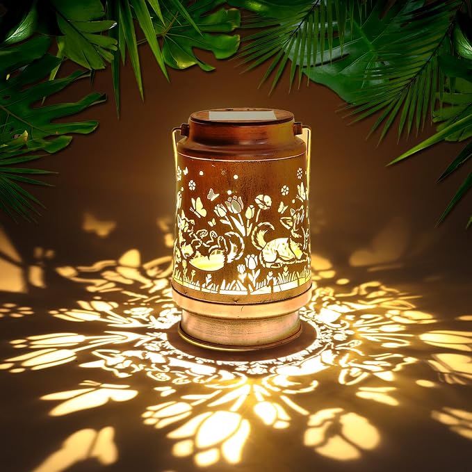 Corgi Dog Solar Lanterns Outdoor Waterproof - Metal Garden Decor for Outside Patio Yard, Hanging LED Lights Ornament, Cute Puppy Gifts for Women Mom Grandma Dog Lovers