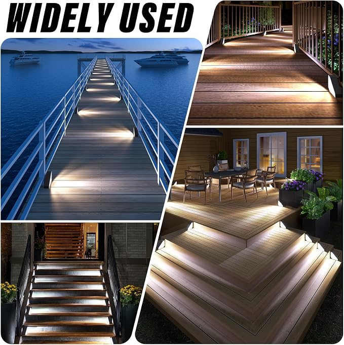 ROSHWEY Solar Step Lights for Outside Waterproof, 8 Pack Outdoor Deck Steps Lights, Triangle Solar Stair Light for Outside, Front Porch, Dock, Backyard, Path, Walkway, Patio Decor, Cool White