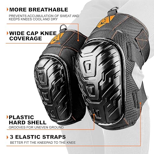 Construction Knee Pads for Men and Women for Cleaning Floors Roofing Gardening,Heavy Duty Support Knee pads with Gel and Thick Foam Cushion and Improved Adjustable Thigh and Shin Straps