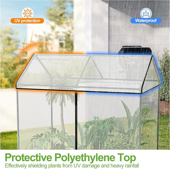 SPECILITE 51"x35"x49" Walk-in Garden Plant Netting Mesh Cover, Crop Cage with Frame and Zippered Door, Plant Protectors from Animals, Plant Protection Tent for Vegetables, Fruits, White