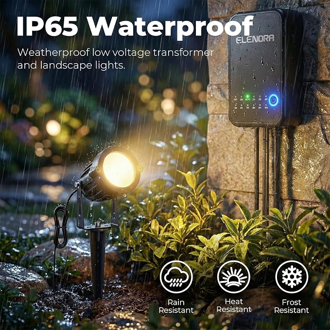 Elenora All-in-One Low Voltage Landscape Lighting Kit, 6W Landscape Spotlights with 80W Transformer & 80FT Wire & Connectors, 2700K Warm White LED Spot Lights Waterproof for Yard Garden Tree, 8 Pack