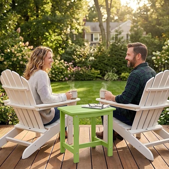 Y&M Outdoor Side Table, HIPS Adirondack Small Single Table, Waterproof Square Outside Table, Balcony Modern End Tables for Patio, Pool, Beach, Porch, Deck, Indoor or Outdoor Use, Lime