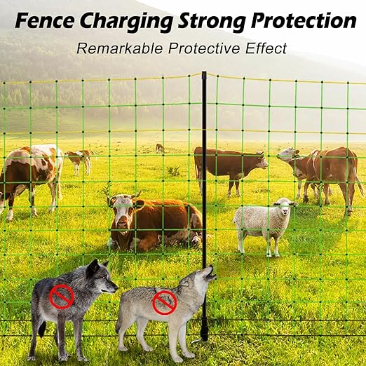 Electric Poultry Netting Fence, Portable Electric Fence for Poultry and Livestock Chicken Sheep Lambs Hogs Deer Dogs in Backyards Farms Ranches Homesteads and Gardens (49.6"x 164')
