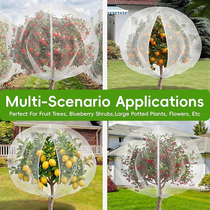 15 x15 ft Large Fruit Tree Netting Cover for Squirrels and Birds with Zipper, Fruit Tree Covers to Protect Fruit from for Fruit Trees (White)