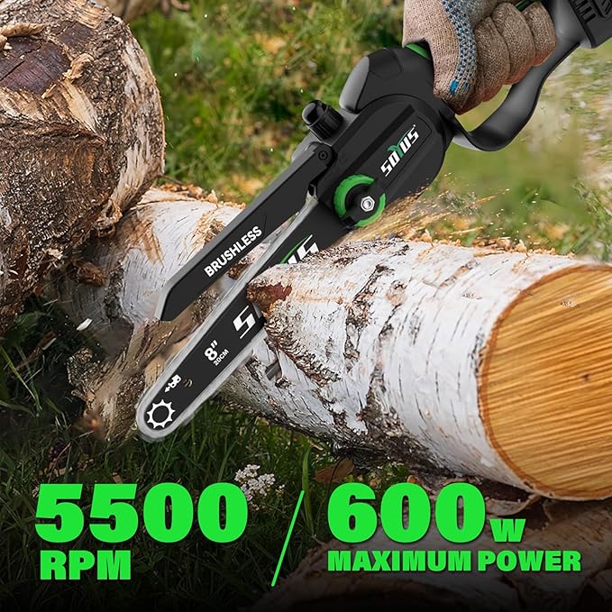 SOYUS 2-IN-1 Cordless Pole Saw & 8-Inch Mini Chainsaw for Tree Trimming, 21V Electric Pole Chainsaw with 2x 3.0Ah Batteries, Brushless Motor, Max Reach 15ft, Pole Saw for Thick Branch Cutting