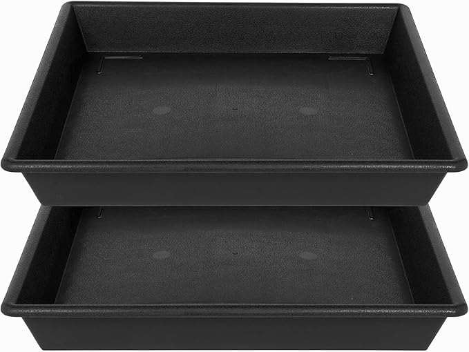 NIMYAU Square Plant Saucer 14 Inch 2 Pack 8 12 14 16 18 20 Plant Trays for Pots Heavy Duty Plastic Plant Saucers for Indoors Outdoors, Flower Pot Plant Drip, Extra Lager No Holes Plant Tray