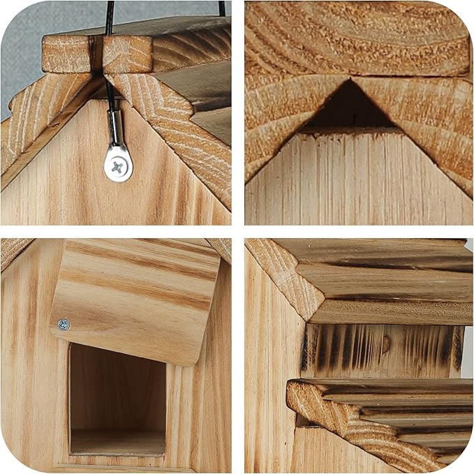 Bird Houses for Outside,Bluebird Finch 4 Room Outdoor Bird Houses for Garden, Up to 4 Bird Families, Large Hole for Bird Families' Needs