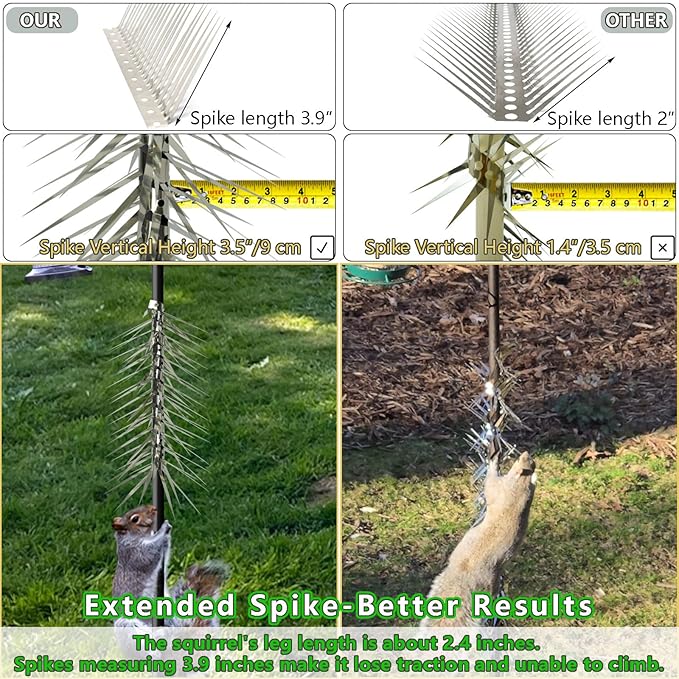 Bird Spikes, Outdoor Squirrel Spikes, Squirrel Baffles for Bird Feeder Poles, Avoid Climbing Garden Fences and Fruit Trees. (40 inches)