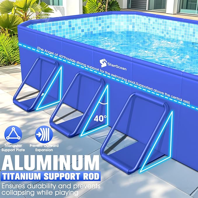 StarOcean 2026 Large Foldable Pool,Non-Inflatable Swimming Pool for Kid,Adult Collapsible Pool Hard Plastic,Overthickened Extra Large Foldable Pool,Portable Folding Kid Pool for Backyard,90"x50"x20"