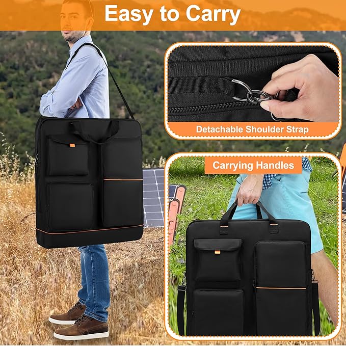 HODRANT Solar Panel Storage Bag with Bright Lining, Travel Solar Panel Carrying Case Compatible with Jackery SolarSaga 100W 100X 200W, Padded Carrier Organizer Compatible with ZOUPW 100W 110W 200W