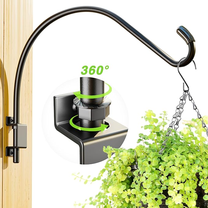 16 Inch 2 Pack Swivel Plant Hanger: Plant Hangers Outdoor, Heavy Duty Hook for Bird Feeder, Plant, Flower Basket, Lantern, Wind Chime - Versatile Hanging Brackets Outdoor Indoor Use Up to 22LB