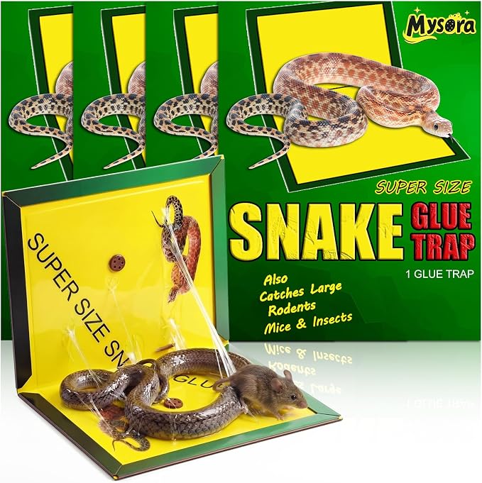 4 Pack 16" x 10" Large Snake Glue Traps with Enhanced Stickiness, Snake Rat Sticky Trap Pad Board for Indoor Outside, Mouse Mice Catcher