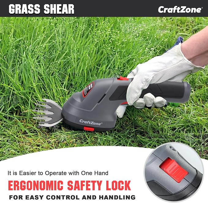 Cordless Grass Shear & Hedge Trimmer, 2 in 1 Handheld Bush Trimmer, 8V Electric Shrub Trimmer/Grass Cutter with Type-C Cable and Rechargeable Lithium-Ion Battery