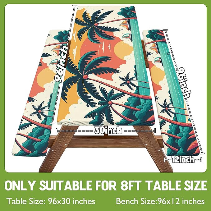 Picnic Table Cover with Bench Covers Table Cloth Tablecover Camping Essentials Camp Tools Camper Ideas Outdoor Beach Summer Accessories Must Haves Motorhome Trailer Road Trip Tent Rv Travel Supplies