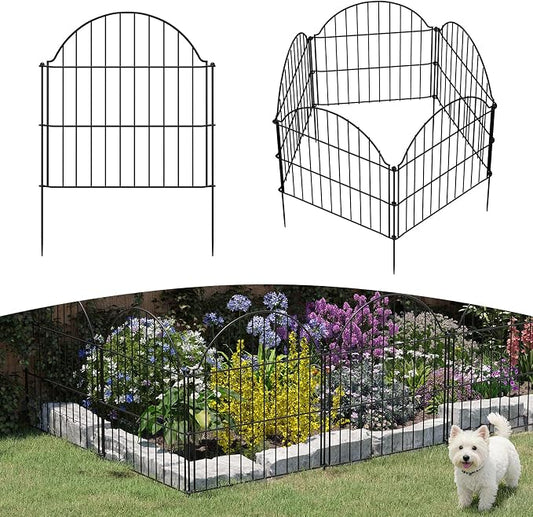 Garden Fence Panels, 24in H x 9.68ft L, 5 Panels Rust-Resistant Decorative Garden Fence, No Dig Small Garden Fence, Animal Barrier Fence for Garden Yard Flower Bed Patio Outdoor