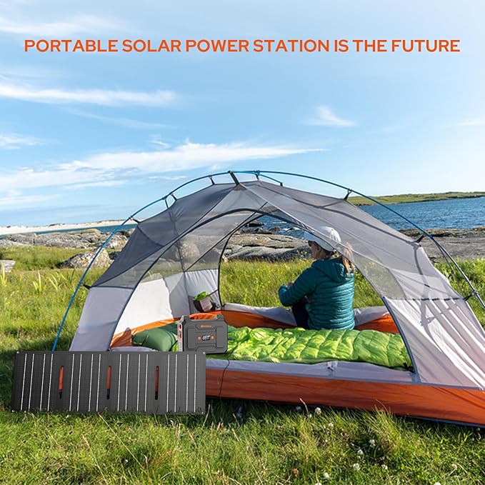 Portable Power Station Generator 100W External Lithium Battery Pack with USB-C, 110V Power Pack with AC Outlet Power Bank Generator for Camping Home RV Vanlife