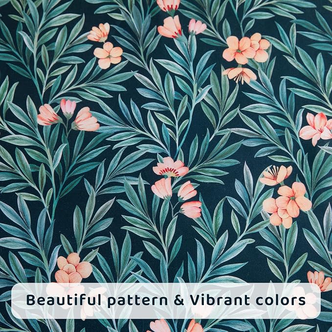 QSH Floral Egyptian Cotton Sheets Queen Size - Elegant Botanical Pattern Printed Bedding Sheets Queen Size Bed Extra Soft and Breathable 4pcs Deep Pockets Bed Sheets
