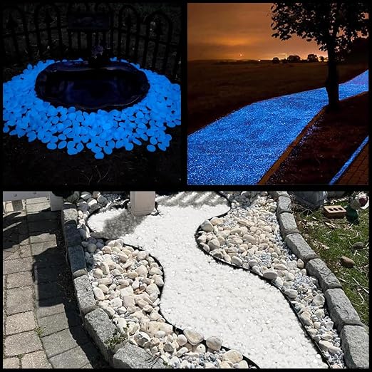 NAMTSO Glow in The Dark Rocks Outdoor, 500 pcs White Solar Rocks for Landscaping, Outdoor Decor Glow in The Dark Stones, Glowing Pebbles for Garden Backyard Patio Lawn Pond Fish Tank Aquarium Decor