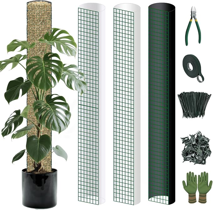 Metal Moss Poles for Climbing Plants, D-Shape Sphagnum Moss Pole Monstera Plant Support for Climbing Plants, DIY Plant Stakes Work with Sphagnum Moss (12ft D-Shaped)