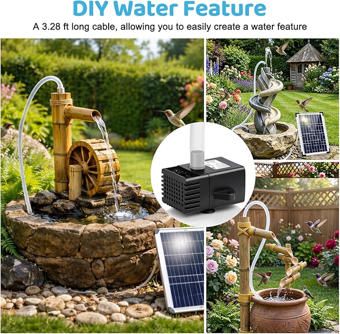 DDcafor Solar Water Fountain Pump 12W Solar Water Pump for Fountain Solar Powered Bird Bath Water Fountain with 6 Nozzles Solar Fountain for Small Pond,Fish Tank,Outdoor Garden Water Feature